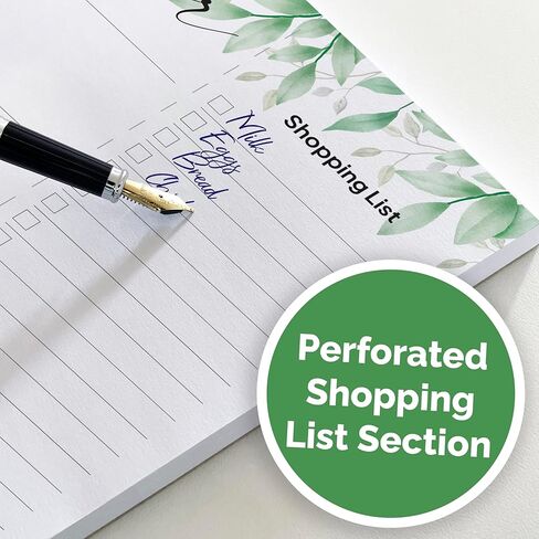 Weekly Meal Planner For Fridge with Tear Off Shopping List, Size 8" x 11.5", Magnetic Shopping List Pad For Fridge, Meal Planning Notepad, Weekly Meal Planner Notepad, Greenery Design. in Kuwait