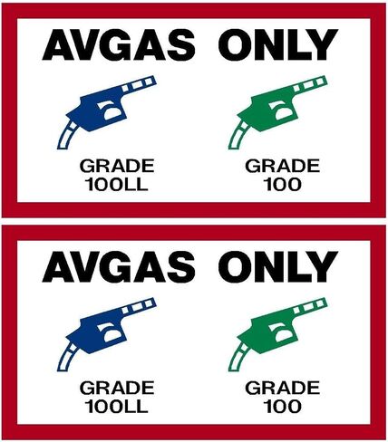PAIR 100/100LL AVGAS Only Fuel Placard in Kuwait