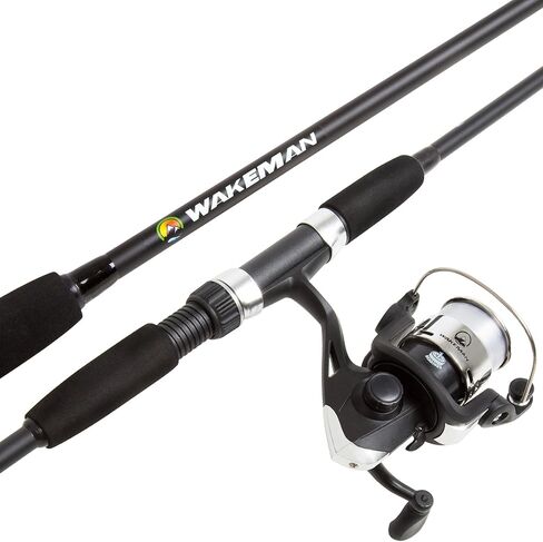 Fishing Rod and Reel Combo - 72-inch Fiberglass Pole and Spinning Reel for Beginners with 10lb Test - Breakline Series by Wakeman Outdoors in Kuwait