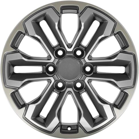 إطارات OE Wheels CV69 مقاس 18 بوصة تناسب Silverado 1500 Style 6-139.7 18x8.5 وجه مصنوع من المعدن الساتان - لونين - هولاندر 5905 (مجموعة من 4) in Kuwait