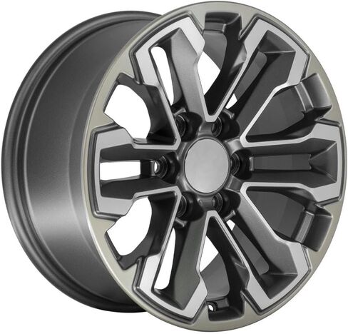 إطارات OE Wheels CV69 مقاس 18 بوصة تناسب Silverado 1500 Style 6-139.7 18x8.5 وجه مصنوع من المعدن الساتان - لونين - هولاندر 5905 (مجموعة من 4) in Kuwait
