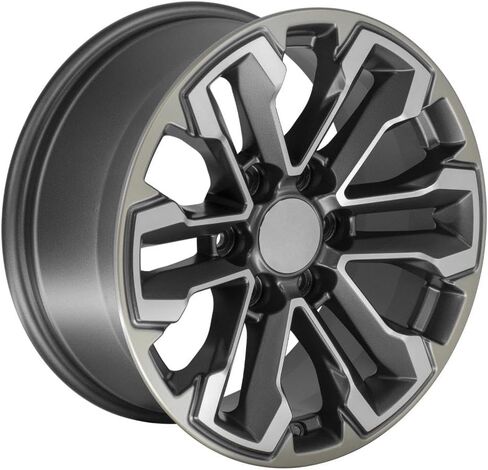 إطارات OE Wheels CV69 مقاس 18 بوصة تناسب Silverado 1500 Style 6-139.7 18x8.5 وجه مصنوع من المعدن الساتان - لونين - هولاندر 5905 (مجموعة من 4) in Kuwait