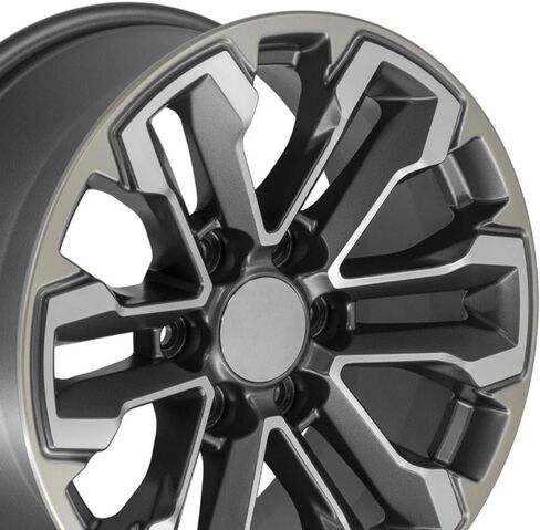 إطارات OE Wheels CV69 مقاس 18 بوصة تناسب Silverado 1500 Style 6-139.7 18x8.5 وجه مصنوع من المعدن الساتان - لونين - هولاندر 5905 (مجموعة من 4) in Kuwait