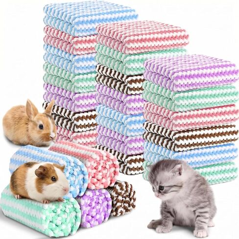Moukeren 20Pcs Guinea Pig Fleece Bedding Blankets Bulk Washable Small Animal Fleece Cage Liners Pet Wash Cloth Sleeping Mat Cover for Hamster Chinchilla Rabbit Hedgehog(Light Gray, 14 x 30 Inch) in Saudi Arabia