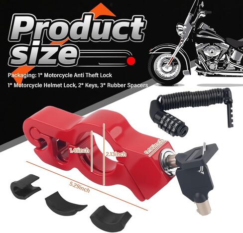 Motorcycle Locks Anti Theft,Heavy Duty Helmet Lock Motorcycle with Keys for Double Anti-Theft Protection,Universal Motorcycles Helmet Lock for Motorcycles/Dirt Bike/ATV/Scooter in Kuwait