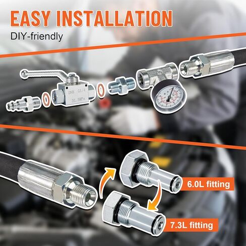High Pressure Oil System IPR Air Test Tool Kit - Compatible with Ford 6.0L & 7.3L Diesel - Includes IPR Valve Fitting & Air Gauge in Kuwait