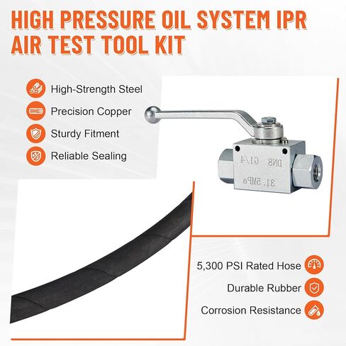 High Pressure Oil System IPR Air Test Tool Kit - Compatible with Ford 6.0L & 7.3L Diesel - Includes IPR Valve Fitting & Air Gauge in Kuwait