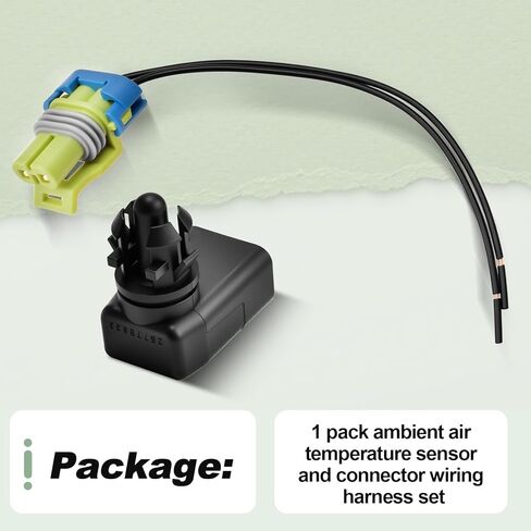 Ambient Air Temperature Sensor and Connector Wiring Pigtail Harness Set Compatible with 2003-2014 Sierra HD 2004-2014 Silverado HD 2004-2012 Colorado 2006-2014 Escalade H2 H3 Replace 25775833 in Kuwait