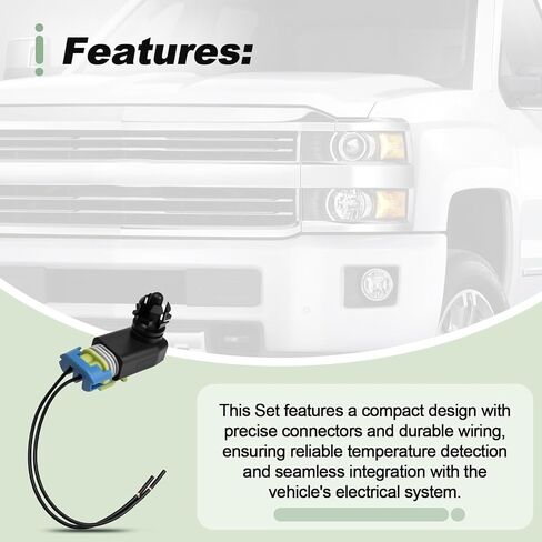 Ambient Air Temperature Sensor and Connector Wiring Pigtail Harness Set Compatible with 2003-2014 Sierra HD 2004-2014 Silverado HD 2004-2012 Colorado 2006-2014 Escalade H2 H3 Replace 25775833 in Kuwait