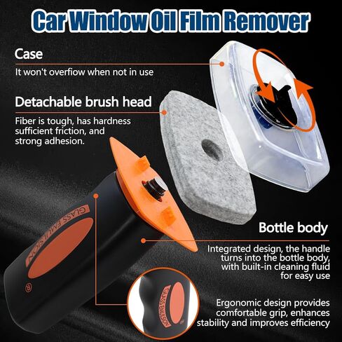 zxbaers Glass Oil Film Remover for Car, Glass Guard Cleaner with Car Wash Sponge and Towel, Glass Emulsion Cleaner, Remover Oil Film & Smudges, Improve Windshield Clarity for Safe Driving in Kuwait