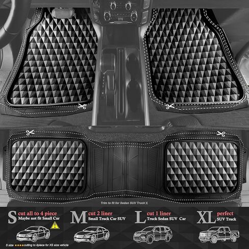 CAR PASS Heavy Duty Rubber Car Mats, Deep Dish All-Weather Floor Mat for Car Full Set Durable Anti-Slip 3D Rhombus Waterproof Trim to Fit Liner Universal Fit Automotive,Sedan,SUV,Truck, 3 Piece Black in Saudi Arabia