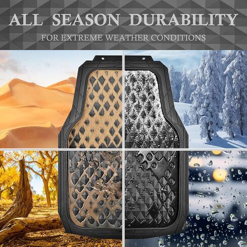 CAR PASS Heavy Duty Rubber Car Mats, Deep Dish All-Weather Floor Mat for Car Full Set Durable Anti-Slip 3D Rhombus Waterproof Trim to Fit Liner Universal Fit Automotive,Sedan,SUV,Truck, 3 Piece Black in Saudi Arabia