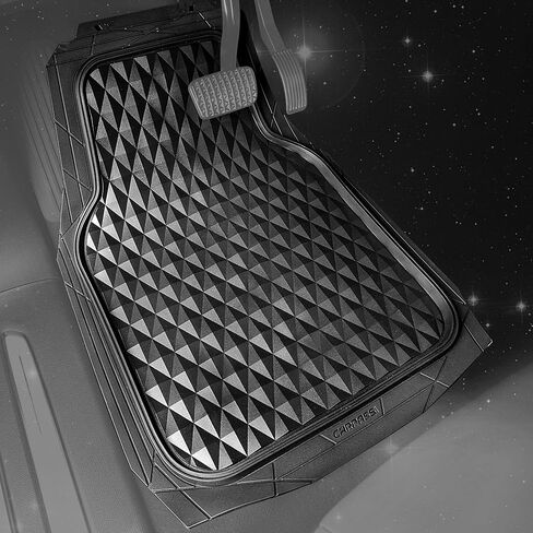 CAR PASS Heavy Duty Rubber Car Mats, Deep Dish All-Weather Floor Mat for Car Full Set Durable Anti-Slip 3D Rhombus Waterproof Trim to Fit Liner Universal Fit Automotive,Sedan,SUV,Truck, 3 Piece Black in Saudi Arabia