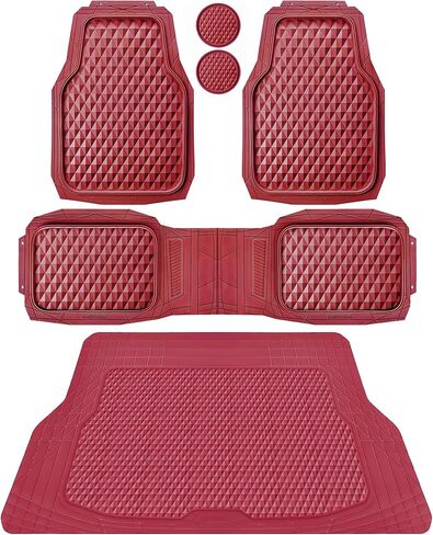 CAR PASS Heavy Duty Rubber Car Mats, Deep Dish All-Weather Floor Mat for Car Full Set Durable Anti-Slip 3D Rhombus Waterproof Trim to Fit Liner Universal Fit Automotive,Sedan,SUV,Truck, 3 Piece Black in Saudi Arabia