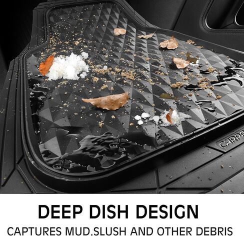 CAR PASS Heavy Duty Rubber Car Mats, Deep Dish All-Weather Floor Mat for Car Full Set Durable Anti-Slip 3D Rhombus Waterproof Trim to Fit Liner Universal Fit Automotive,Sedan,SUV,Truck, 3 Piece Black in Saudi Arabia