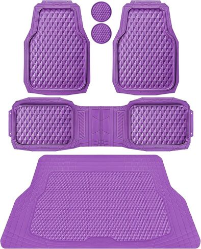 CAR PASS Heavy Duty Rubber Car Mats, Deep Dish All-Weather Floor Mat for Car Full Set Durable Anti-Slip 3D Rhombus Waterproof Trim to Fit Liner Universal Fit Automotive,Sedan,SUV,Truck, 3 Piece Black in Saudi Arabia