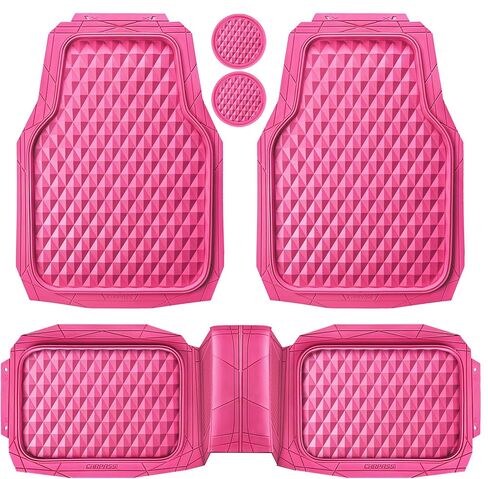 CAR PASS Heavy Duty Rubber Car Mats, Deep Dish All-Weather Floor Mat for Car Full Set Durable Anti-Slip 3D Rhombus Waterproof Trim to Fit Liner Universal Fit Automotive,Sedan,SUV,Truck, 3 Piece Black in Saudi Arabia