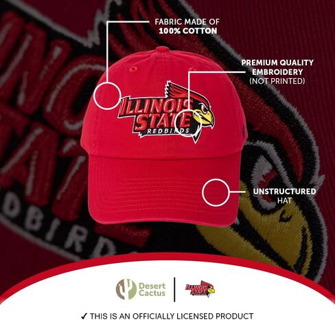 Desert Cactus Illinois State University Baseball Hat Redbirds ISU Brimmed Embroirderd Hats Cap Adjustable Cloth Strap Adult (Style A) Black in Saudi Arabia
