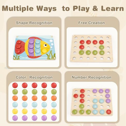 ألعاب Joyreal Montessori لعمر سنتين، ألعاب فنية للأزرار الخشبية لعمر 2 3 4 سنوات من العمر للفتيات الصبيان هدايا عيد ميلاد، لعبة زر Pegboard مطابقة الألوان لتعلم الألعاب التعليمية للأطفال الصغار 2-4 in Kuwait