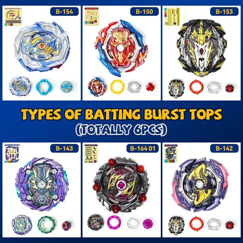 مجموعة Battle Arena Burst Tops مع ملعب كبير مقاس 17.8 بوصة، و6 قطع علوية دوارة مع قاذفتين، ومجموعة معركة كاملة (رمادي) in Kuwait