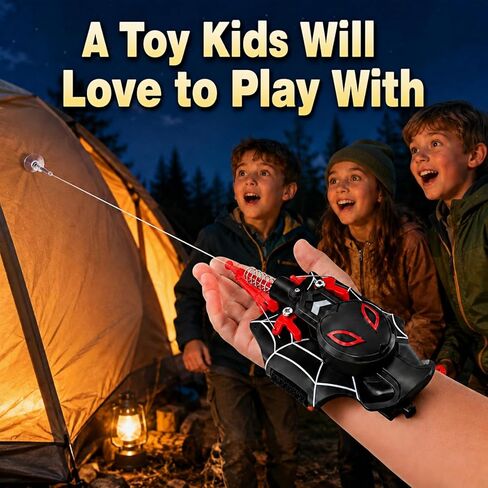 Spider Web Shooter for Kids, Web Shooters Toy with 8 Ft Shooting Range（Includes Gloves）, Automatic Cord Retractor, Grabs Small Objects, Multiple Game Modes, Ideal Gift for Boys & Girls in Kuwait