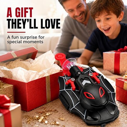 Spider Web Shooter for Kids, Web Shooters Toy with 8 Ft Shooting Range（Includes Gloves）, Automatic Cord Retractor, Grabs Small Objects, Multiple Game Modes, Ideal Gift for Boys & Girls in Kuwait