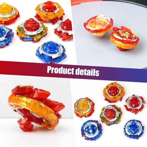 Battle Burst Tops Set with 17.8 Inch Large Stadium, 6 Spinning Tops with Two Launchers, Complete Battle Set (Red) in Kuwait