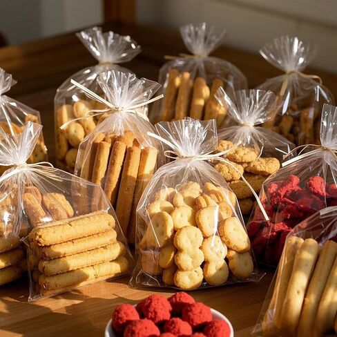 PPRAFDD 100 Pcs 6x10 Inches Cellophane Bags Clear Cellophane Gift Bag with Twist Ties Clear Treat Bags for Bakery,Popcorn,Cookies,Candies,Dessert, Small Gift Party Favors in Kuwait