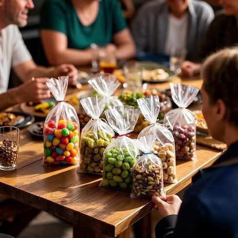PPRAFDD 100 Pcs 6x10 Inches Cellophane Bags Clear Cellophane Gift Bag with Twist Ties Clear Treat Bags for Bakery,Popcorn,Cookies,Candies,Dessert, Small Gift Party Favors in Kuwait