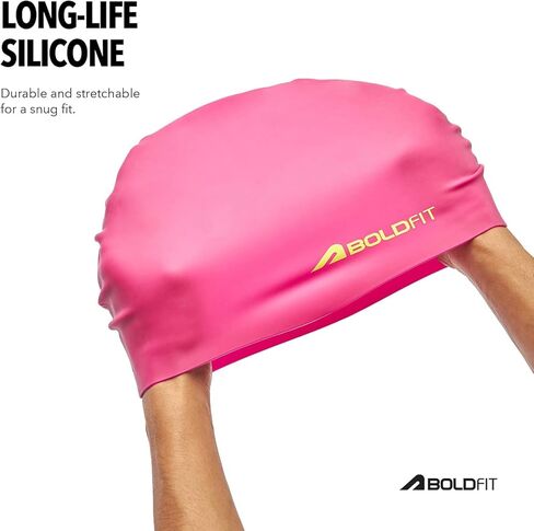 Boldfit Swimming Cap for Men Silicone Swimming Caps for Women Unisex Swim Cap for Boys, Girls and Kids Swimming Cap for Women Long Hair Swimming Head Cap Men Silicone Fabric, Easy Fit in Saudi Arabia