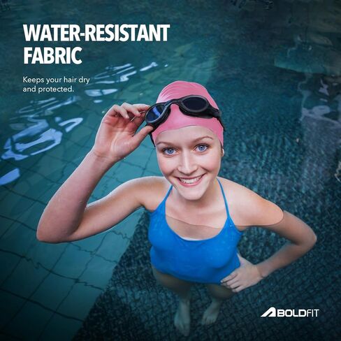 Boldfit Swimming Cap for Men Silicone Swimming Caps for Women Unisex Swim Cap for Boys, Girls and Kids Swimming Cap for Women Long Hair Swimming Head Cap Men Silicone Fabric, Easy Fit in Saudi Arabia