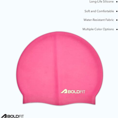 Boldfit Swimming Cap for Men Silicone Swimming Caps for Women Unisex Swim Cap for Boys, Girls and Kids Swimming Cap for Women Long Hair Swimming Head Cap Men Silicone Fabric, Easy Fit in Saudi Arabia