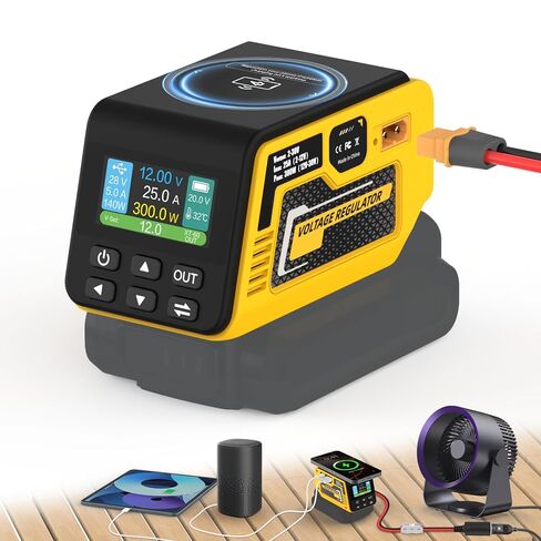 300W Adjustable Voltage Regulator Compatible with Dewalt 20V Battery, Adjustable 2-30V DC Output, 18W Type-A & PD3.0 100W Type-C Fast Charging, 15W Magnetic Wireless Charger in Saudi Arabia