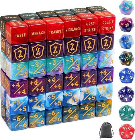 80 Pieces MTG Dice Set with Plus 1 Life Counter & Keyword Token Dice & Shield & Spindown Dice & D20, MTG Counters Dice for Magic the Gathering, Cards Gaming Accessories in Kuwait