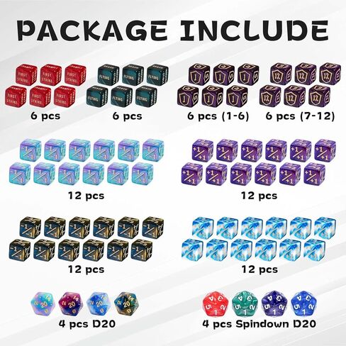 80 Pieces MTG Dice Set with Plus 1 Life Counter & Keyword Token Dice & Shield & Spindown Dice & D20, MTG Counters Dice for Magic the Gathering, Cards Gaming Accessories in Kuwait