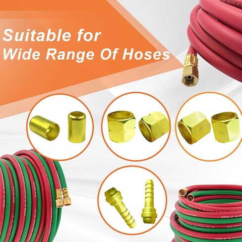 24PCS 1/4" ID Torch Hose Repair Kit for Oxygen & Acetylene hoses, Cutting Torch Hose Splice Rebuild Kit with Brass Fittings/Hoses Ferrules/Oxygen Nuts/Acetylene Nuts/Outlet Nipples etc in Kuwait