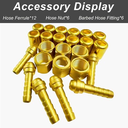 24PCS 1/4" ID Torch Hose Repair Kit for Oxygen & Acetylene hoses, Cutting Torch Hose Splice Rebuild Kit with Brass Fittings/Hoses Ferrules/Oxygen Nuts/Acetylene Nuts/Outlet Nipples etc in Kuwait