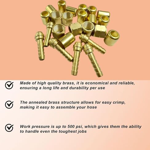 24PCS 1/4" ID Torch Hose Repair Kit for Oxygen & Acetylene hoses, Cutting Torch Hose Splice Rebuild Kit with Brass Fittings/Hoses Ferrules/Oxygen Nuts/Acetylene Nuts/Outlet Nipples etc in Kuwait