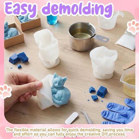 Gerrii 6 Pcs Cat Silicone Molds Mini 3D Cat Animal Resin Candle Soap Molds for Home Ornament Mold Cute Kitten Candle Mold for Soap Soy Wax DIY Handcraft Gift Wedding Party Car Decoration in Kuwait