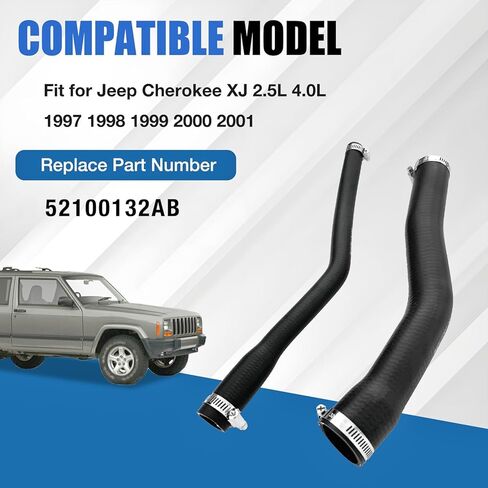 طقم خرطوم تعبئة الوقود والتهوية مع 4 مشابك 52100131AD 52100132AB متوافق مع جيب XJ 2.5L 4.0L 1997-2001 in Kuwait