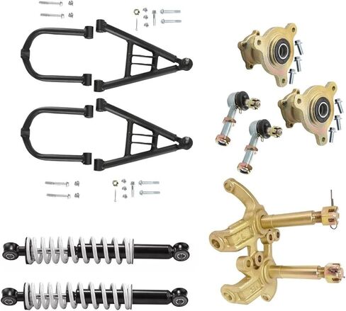 Go Kart Front Suspension Kit with Swingarms, 275mm Shock Absorbers, Steering Knuckle Spindles, 3-Stud Wheel Hubs & Tie Rod Ends for ATV UTV Quad Buggy Golf Cart DIY 4-Wheeler in Kuwait