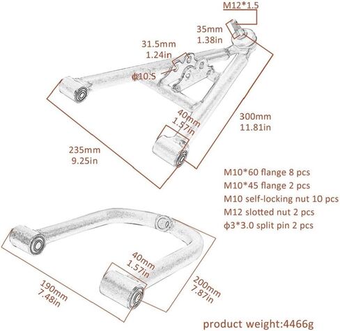 Go Kart Front Suspension Kit with Swingarms, 275mm Shock Absorbers, Steering Knuckle Spindles, 3-Stud Wheel Hubs & Tie Rod Ends for ATV UTV Quad Buggy Golf Cart DIY 4-Wheeler in Kuwait