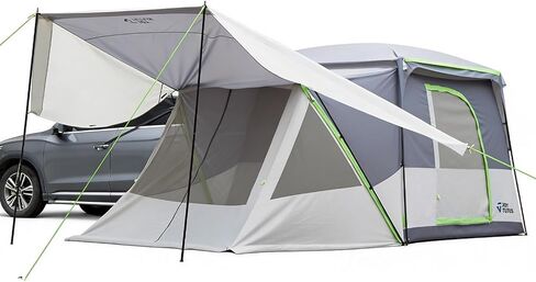 JOYTUTUS SUV Tent with 2 Rooms, Rainfly & Awning for Family Camping, 60% More Space Car Tent for 5-9 Person, Dual-Use for SUV or Ground Camping Tent with Screen Porch, Double Door,Mesh Roof in Kuwait