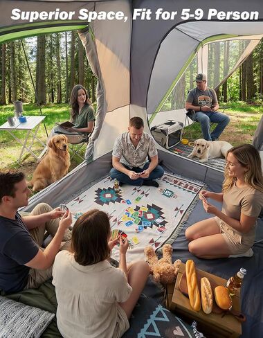 JOYTUTUS SUV Tent with 2 Rooms, Rainfly & Awning for Family Camping, 60% More Space Car Tent for 5-9 Person, Dual-Use for SUV or Ground Camping Tent with Screen Porch, Double Door,Mesh Roof in Kuwait