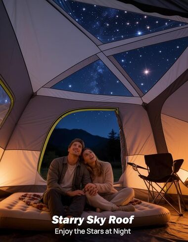 JOYTUTUS SUV Tent with 2 Rooms, Rainfly & Awning for Family Camping, 60% More Space Car Tent for 5-9 Person, Dual-Use for SUV or Ground Camping Tent with Screen Porch, Double Door,Mesh Roof in Kuwait