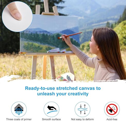 Stretched Canvas for Painting 24 x 36 Inch, 2 Pack Large Blank Canvas, Triple Primed Acid-Free Cotton, Professional Canvas for Acrylic Oil Pouring & Wet Media in Kuwait