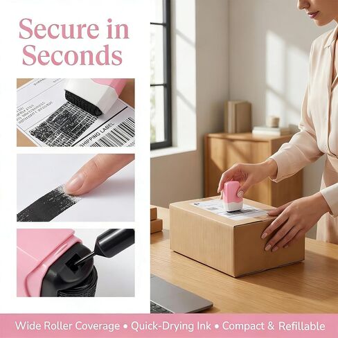1pc Privacy Protection-Multi-FunctionAnti-Leakage Roller Seal, Suitable forDocuments, Express Bills, FinancialInformation, One Roll, One Seal, PrivacyAnti-Leakage Roller Seal（Pink） in Kuwait