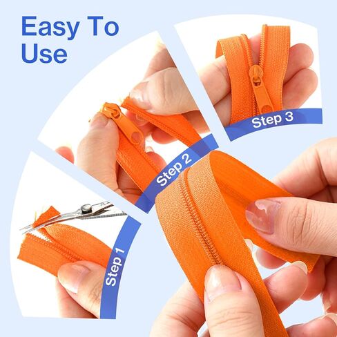 80 Yards 20 Pcs Sewing Colors Zippers Bulk #3 Nylon Coil Assorted Lengths Sewing Zipper with 200Pcs Pull Heads, for DIY Sewing, Bag Pack, Crafts Zipper Tape for Clothes, Purse Making Supplies Kit in Kuwait