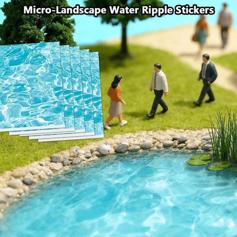 5 PCS Self-Adhesive Light Blue Water Texture Stickers, A4 Size Realistic Water Effect Decals for Scale Models, Diorama Landscaping, Sand Table Displays in Kuwait