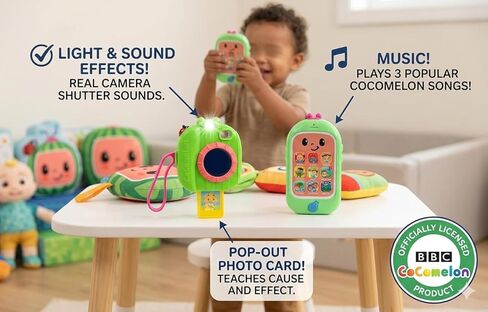 CoComelon Musical Cell Phone and Camera Pretend Toy Set - Great Electronic Learning Toy for Toddlers & Preschoolers - Officially Licensed - Gift for Kids - Ages 2+ in Kuwait